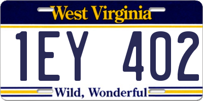 WV license plate 1EY402