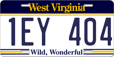WV license plate 1EY404