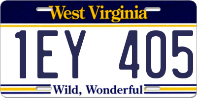 WV license plate 1EY405
