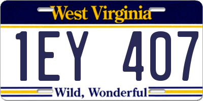 WV license plate 1EY407