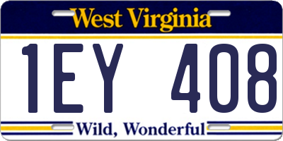 WV license plate 1EY408