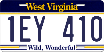 WV license plate 1EY410