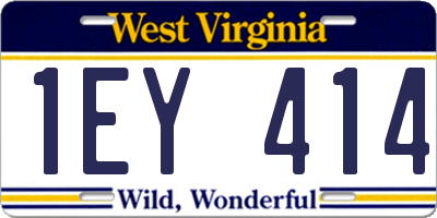 WV license plate 1EY414