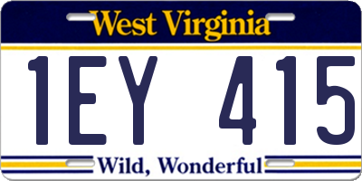 WV license plate 1EY415