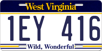 WV license plate 1EY416