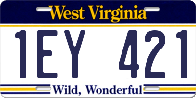WV license plate 1EY421