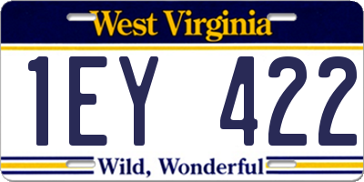 WV license plate 1EY422
