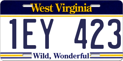 WV license plate 1EY423