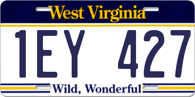 WV license plate 1EY427
