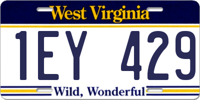 WV license plate 1EY429