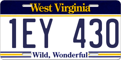 WV license plate 1EY430