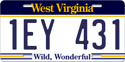 WV license plate 1EY431