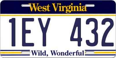 WV license plate 1EY432