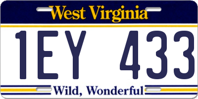WV license plate 1EY433