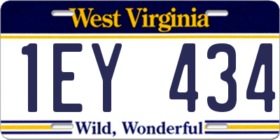 WV license plate 1EY434