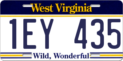 WV license plate 1EY435