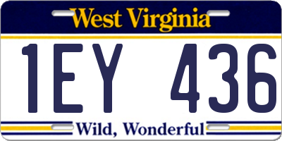WV license plate 1EY436