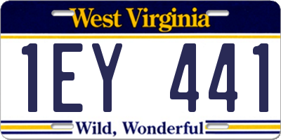 WV license plate 1EY441