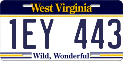 WV license plate 1EY443
