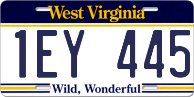 WV license plate 1EY445