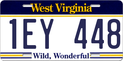 WV license plate 1EY448