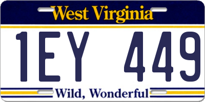 WV license plate 1EY449
