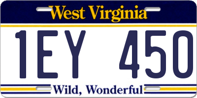 WV license plate 1EY450