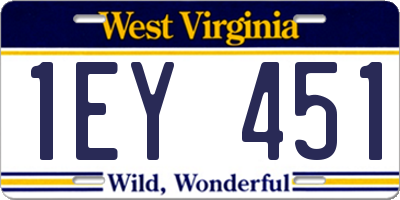 WV license plate 1EY451