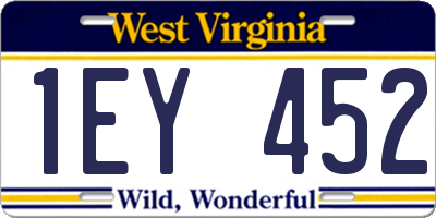 WV license plate 1EY452