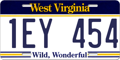 WV license plate 1EY454