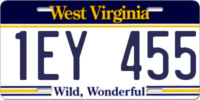 WV license plate 1EY455