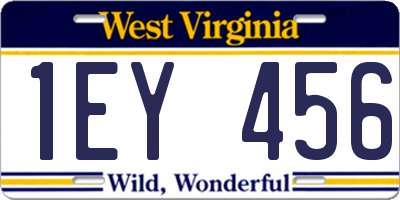WV license plate 1EY456