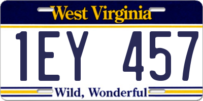 WV license plate 1EY457