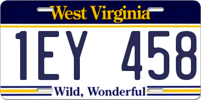 WV license plate 1EY458