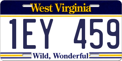 WV license plate 1EY459