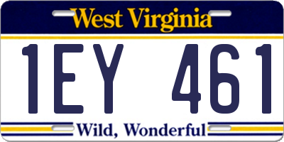 WV license plate 1EY461
