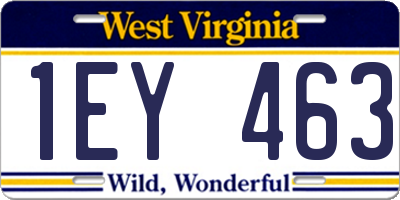 WV license plate 1EY463