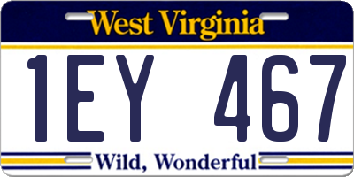WV license plate 1EY467