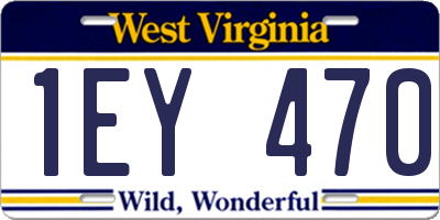 WV license plate 1EY470