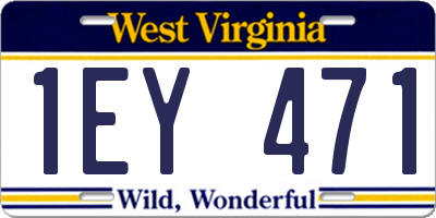 WV license plate 1EY471