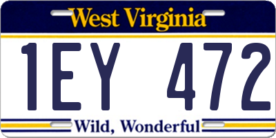 WV license plate 1EY472