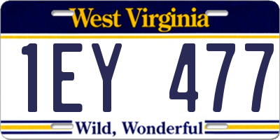 WV license plate 1EY477