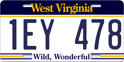 WV license plate 1EY478