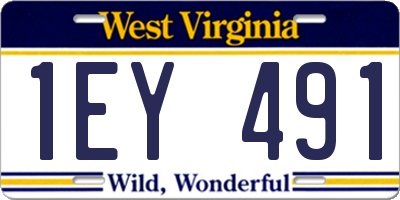 WV license plate 1EY491