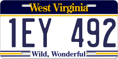 WV license plate 1EY492