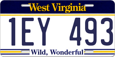 WV license plate 1EY493