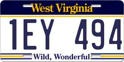 WV license plate 1EY494