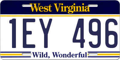 WV license plate 1EY496
