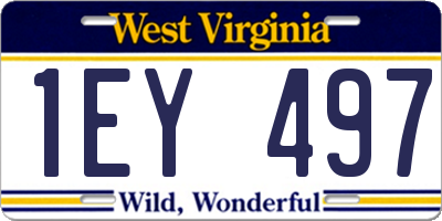 WV license plate 1EY497