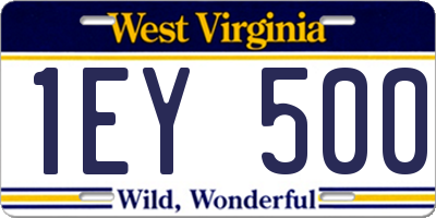 WV license plate 1EY500